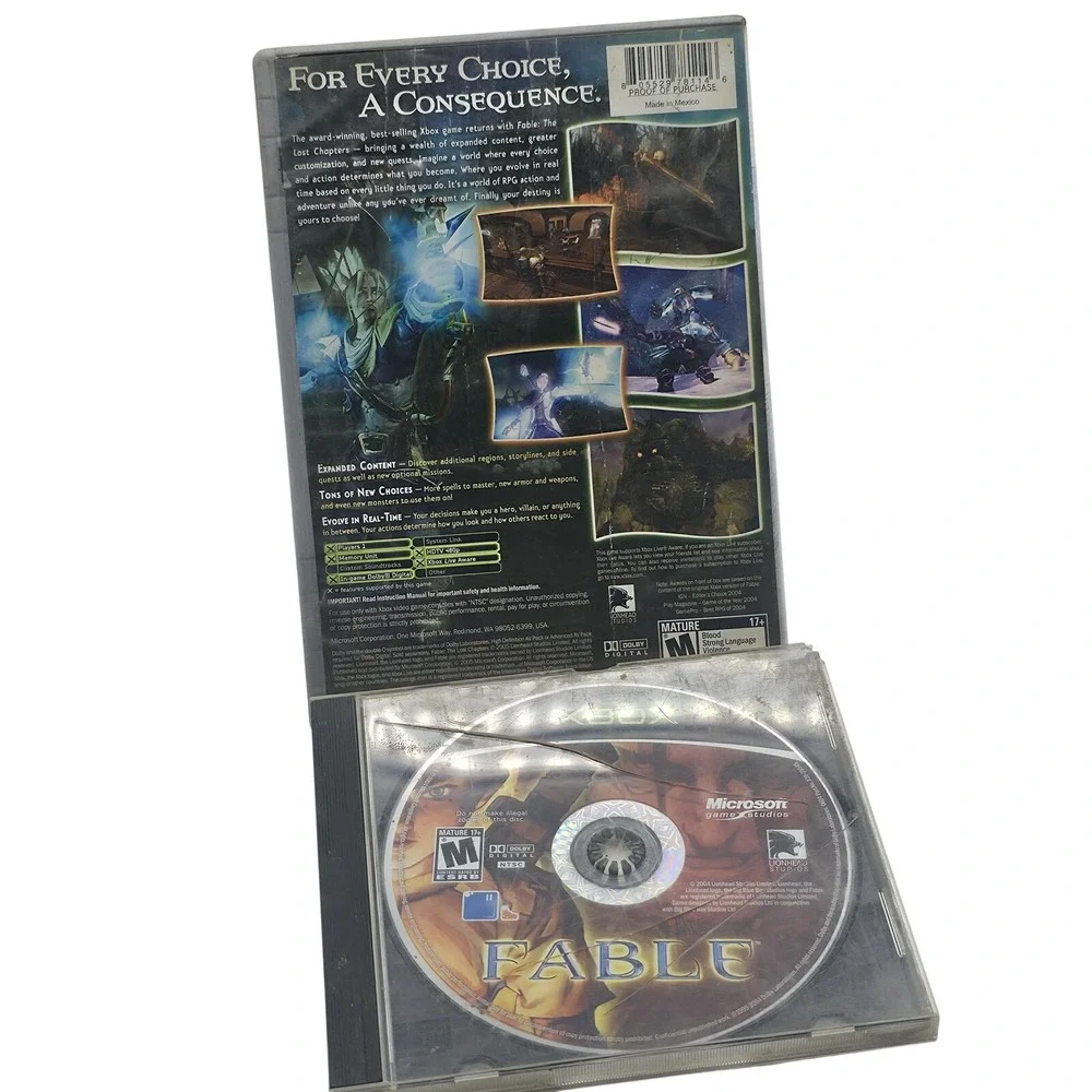 Fable The Lost Chapters Microsoft Xbox Platinum Hits Game + Bonus Fable Disc Y2K